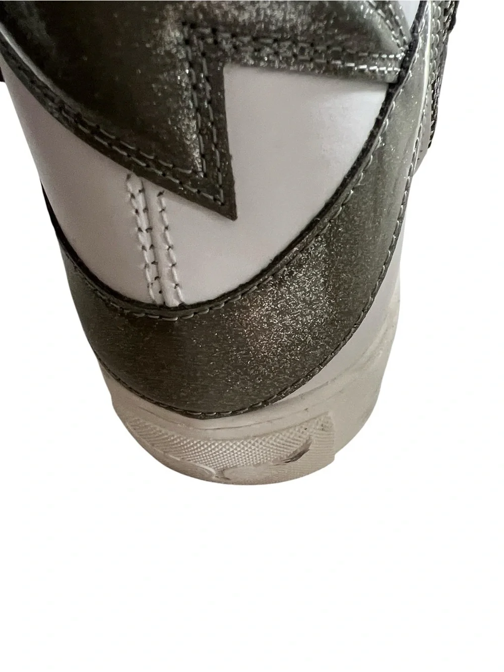 Zadig & Voltaire High Flash Infinity Leather Sneakers White Silver Glitter EU 38 - Picture 6 of 13